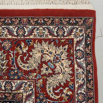 A CARPET. An old Esfahan Nazeri nedjad. 240,5 x 157,5 cm (as well as one end with one cm flat weave,