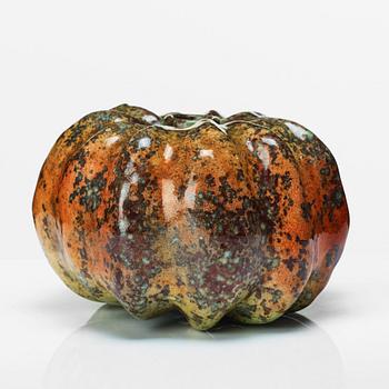 Hans Hedberg, a faience sculpture/ vase of a pumpkin, Biot, France.