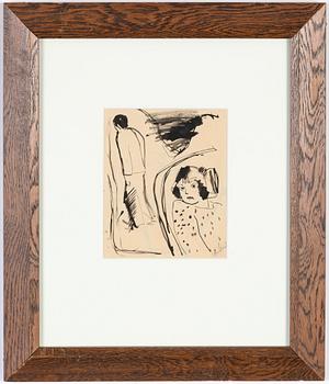 John Jon-And, ink drawing on paper, signed.