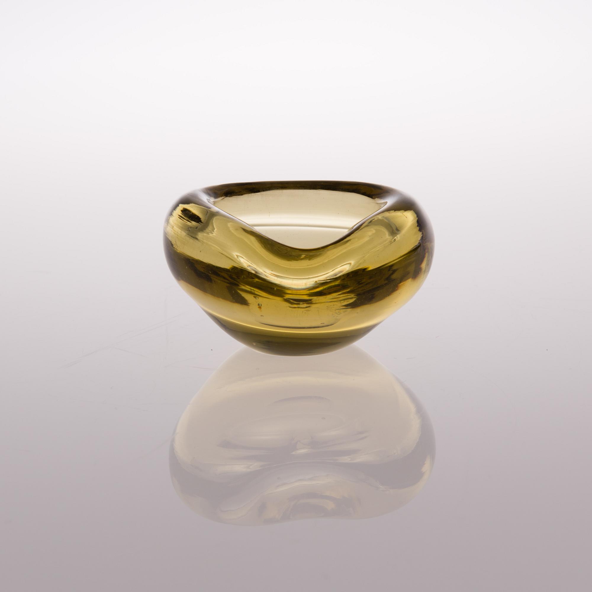 TAPIO WIRKKALA, PIPSKÅL / SKÅL, glas, signerad Tapio Wirkkala Iittala.