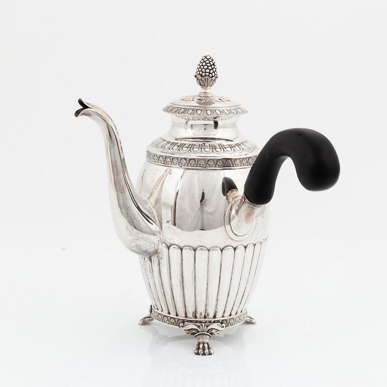 A Swedish silver coffee pot, mark of Anders Lundqvist, Stockholm 1847.