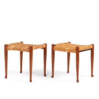 412. Josef Frank, a pair of stools, model '973', Firma Svenskt Tenn, Sweden 1940-50s.