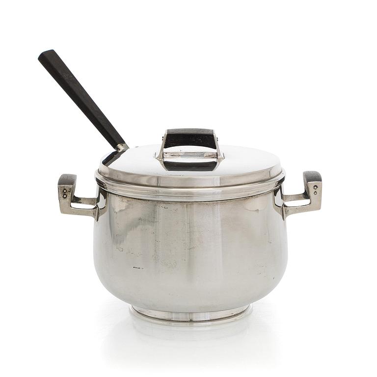 Mauno Honkanen, Sauce bowl with ladle, silver and rosewood, Tillander, Helsinki, 1958 and 1960.