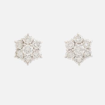 White gold and brilliant cut diamond earrings.