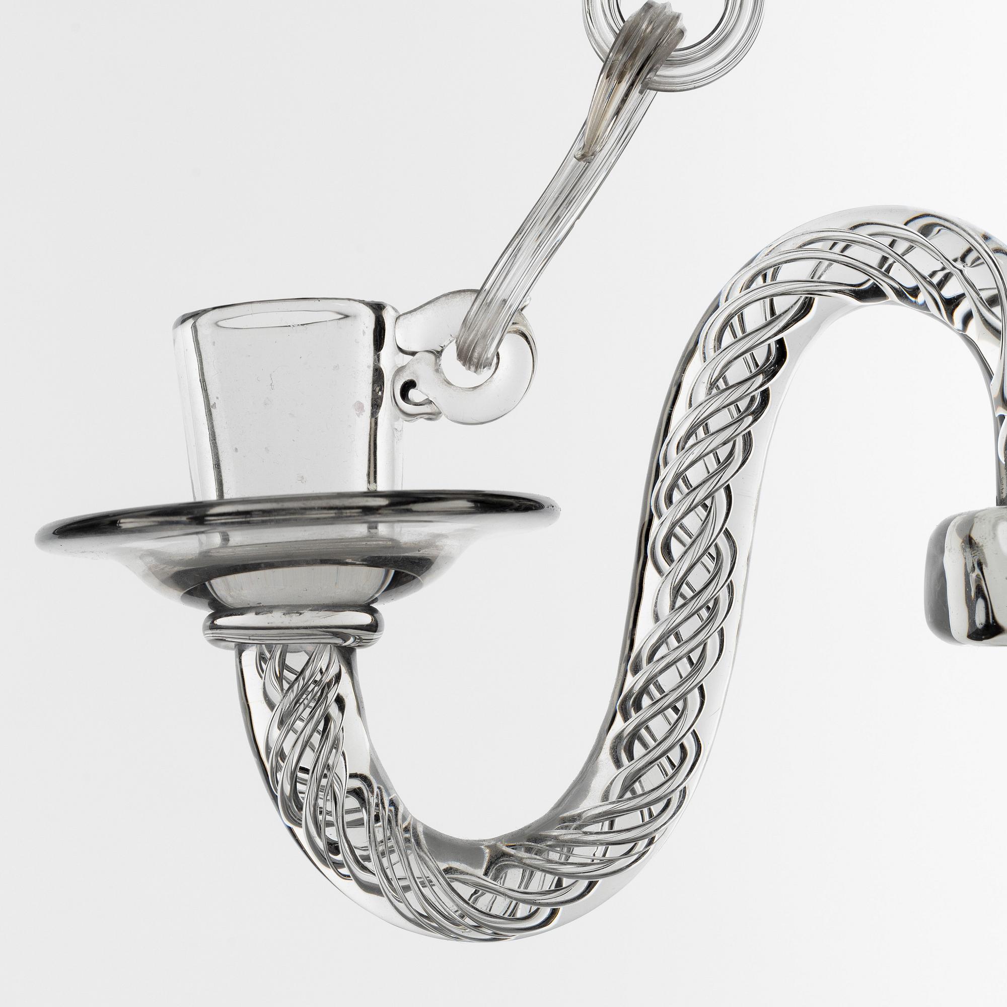 Elis Bergh, kandelabrar, ett par, glas, Strömbergshyttan, 1940-50-tal.
