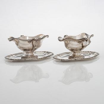 A pair of Boin-Taburet silver sauceboats, Paris 1870s-90s.