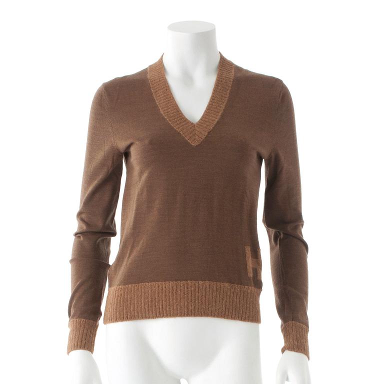 HERMÈS, a brown and beige wool and alpaca sweater.