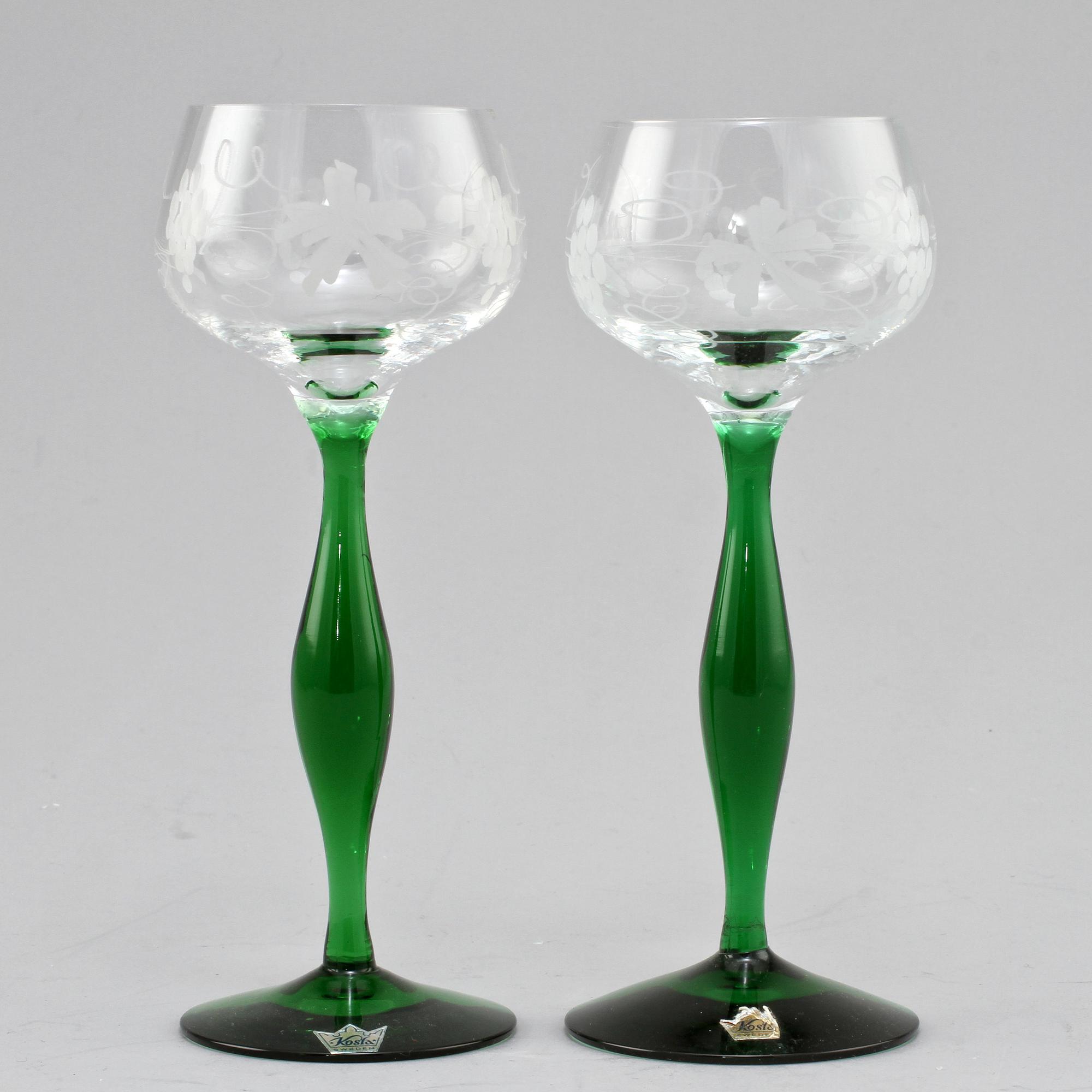 VITVINSGLAS, 12 st, Kosta, 1900-talets fjärde kvartal.