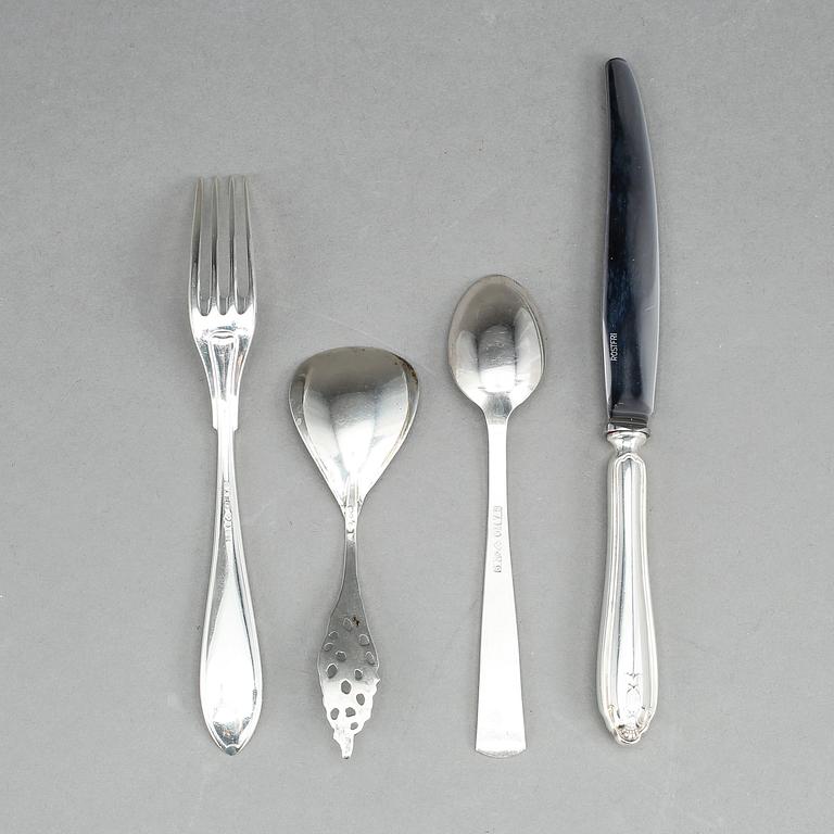 PARTI BESTICK, 27 delar,  silver, bla GAB, Stockholm, 1963. Total vikt ca 404g.