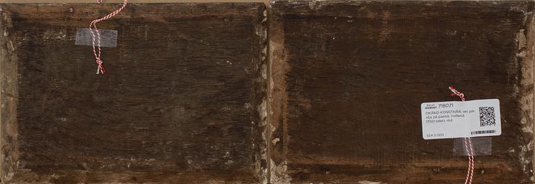 OKÄND KONSTNÄR, ett par, olja på pannå, Holland 1700-talets slut.