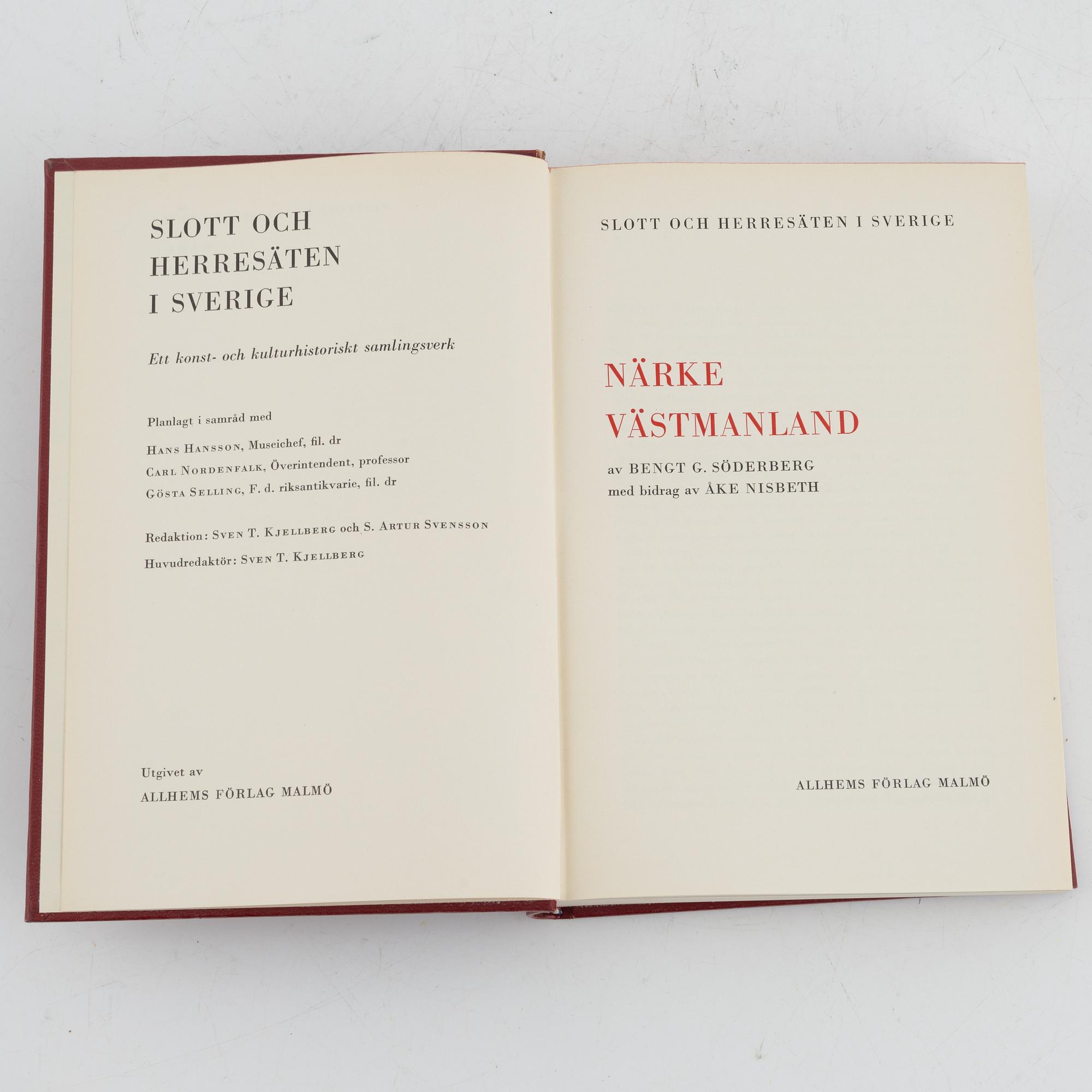 "Slott och herresäten i Sverige", 18 volumes, Allhems Förlag, Malmö.