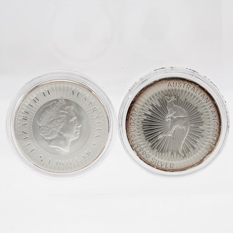 14 pcs 1oz coins 999 silver.