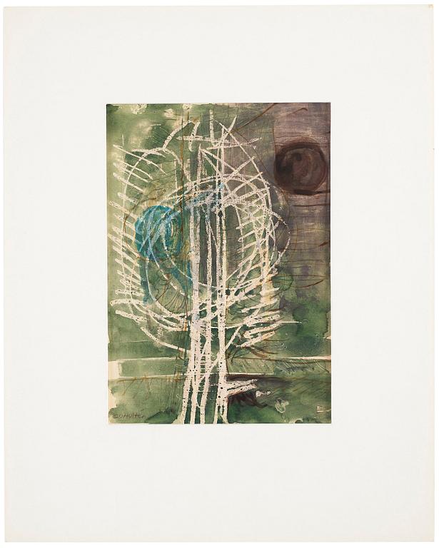 CO Hultén, mixed media on paper, signed and executed 1946.