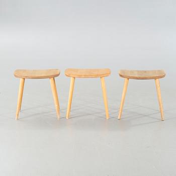 Three mid 20th century "Palle" stools, designed by Yngve Ekström.