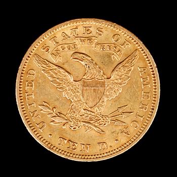 GULDMYNT, 10 dollar, USA, 1904. Vikt ca 17 gram.