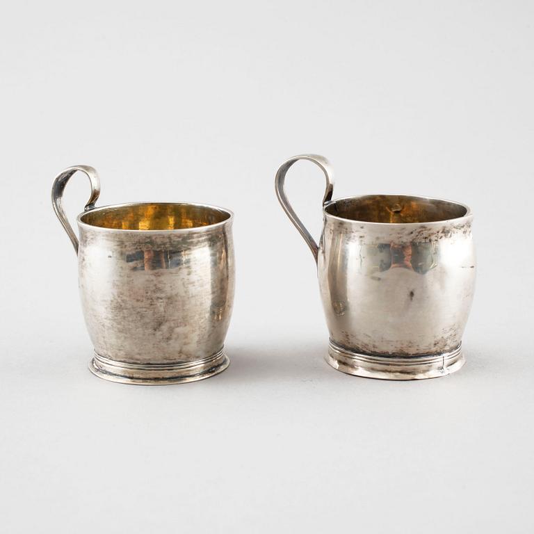 A pair of 19th century parcel-gilt cups, mark of E Gustaf Hellström and Fr Oscar Ahlström, Sodertalje.