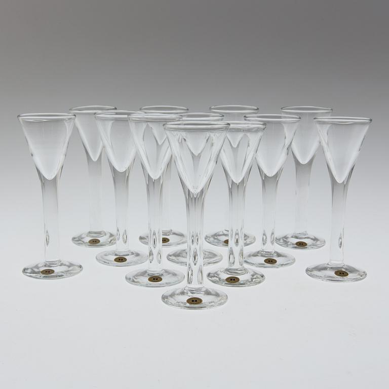 A set of twelve "Antik" shot glasses by Reijmyre Glasbruk.