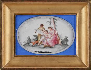 OKÄND KONSTNÄR, blandteknik på glas 3 stycken, empire, 1800-talets första hälft.