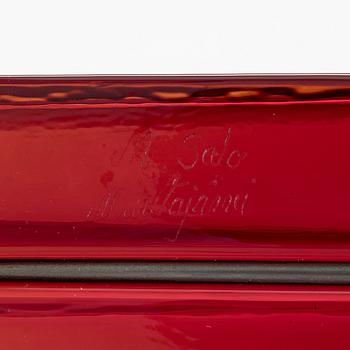 Markku Salo, Glasskulptur,  "Blushes Easily", signerad M. Salo Nuutajärvi.