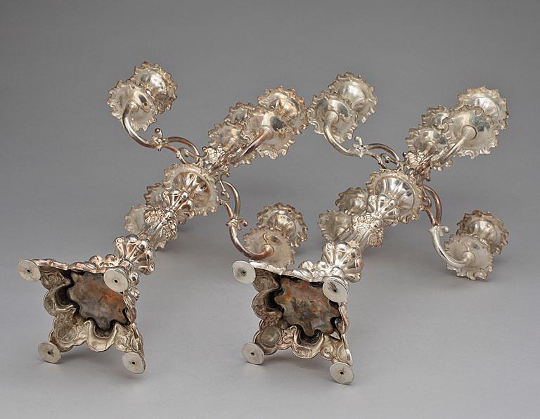 KANDELABRAR, ett par, nysilver, Henninger & Co, Tyskland,  1900-talets första hälft/mitt.