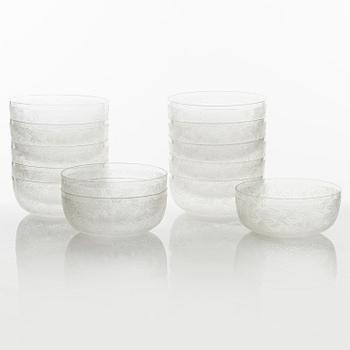 Rinsing cups / bowls, 11 pieces, glass, around 1900.