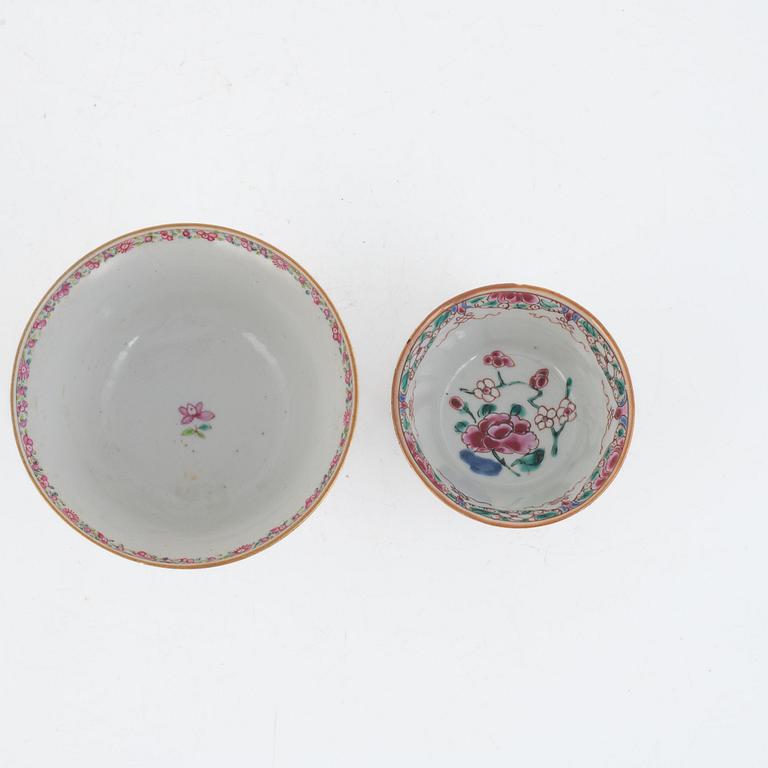 Two Chinese porcelain bowls, Qing dynasty, Qianlong (1736-95) and a bowl, China, early 20th century.