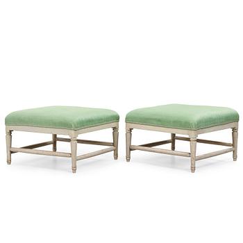 49. A pair of late Gustavian stools by Ephraim Ståhl (master in Stockholm 1794-1820).