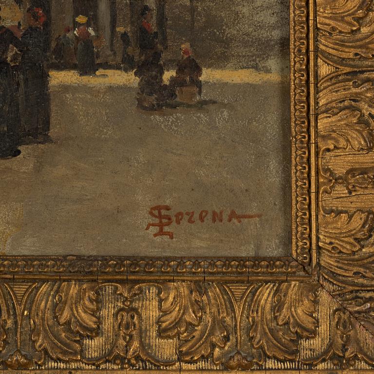 Luigi Serena, oil on paper-panel, signed.
