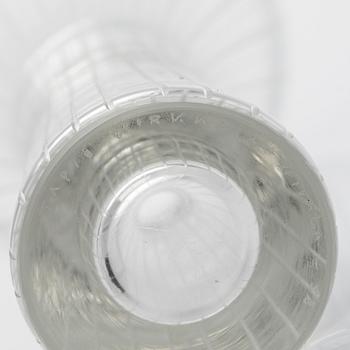 Tapio Wirkkala, four line-cut clear glass vases, signed Tapio Wirkkala Iittala.