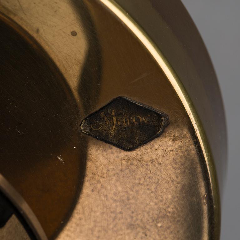 A BRASS AND GLASS TABLE LAMP, second half of the 20th century.