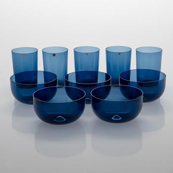 TIMO SARPANEVA, Five dessert bowls and five drinking glasses for Iittala.