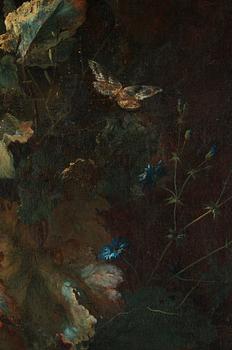 Abraham Jansz. Begeyn Attributed to, A flower piece with poppy, cornflower, butterfly and a snake.