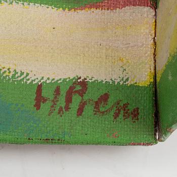 Heimrad Prem, väggskulptur, olja på duk, collage och bemålat trä, signerad H. Prem, utförd 1965,