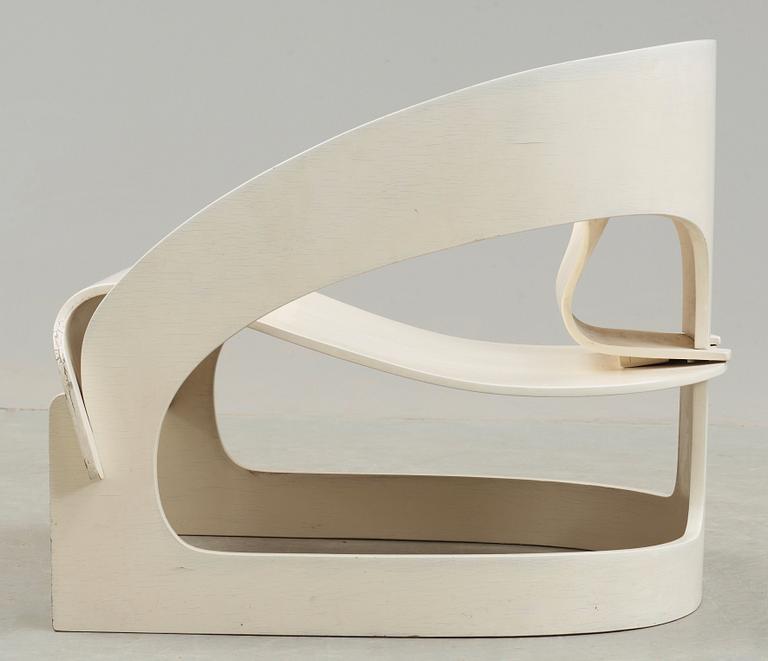 A Joe Colombo white lacquered easy chair, model no 4801, Kartell, Italy 1960's.