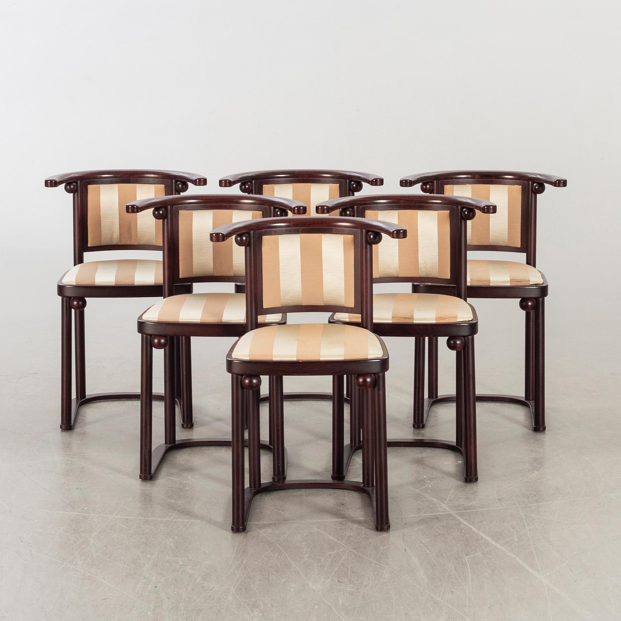JOSEF HOFFMANN, a set of six "bat" chairs Wittmann Austria later part of the 20th century.