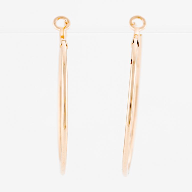 Earrings, hoop style, 14K rose gold with brilliant-cut diamonds.