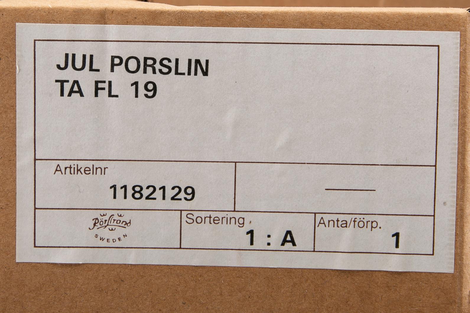 A  47 pcs "God Jul" porcelain dinner service from Rörstrand later part of the 20th century.