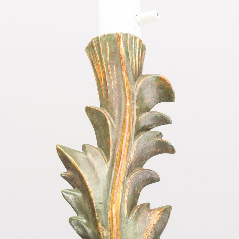A pair mid 20th century wood table lamps form Paoletti, Firenze Italy.