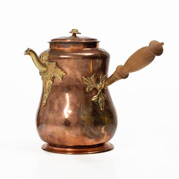 A Swedish rococo copper and gilt brass coffee pot, later part 18th century.
