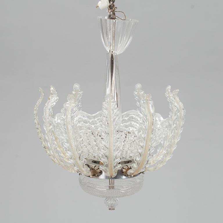 TAKLAMPA, glas, Orrefors, 1900-talets mitt.