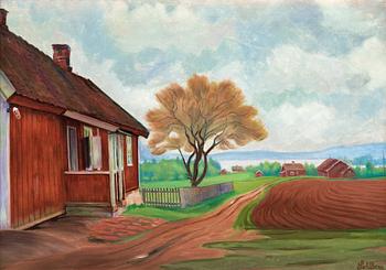 1008. Harald Sohlberg, " 'Sitpaa' - Maridalen"  (The house at Maridalen).