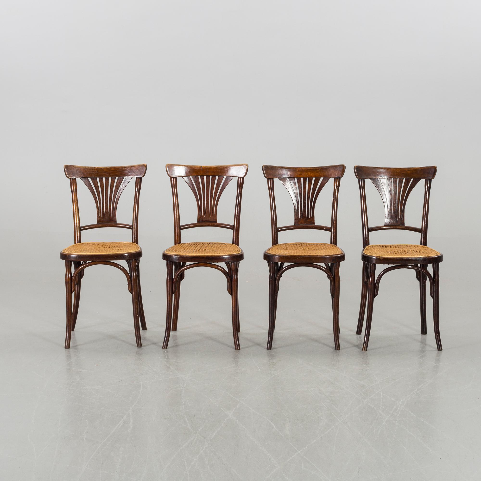 A SET OF FOUR BENTWOOD  CHAIRS J&J KOHN AUSTRIA.