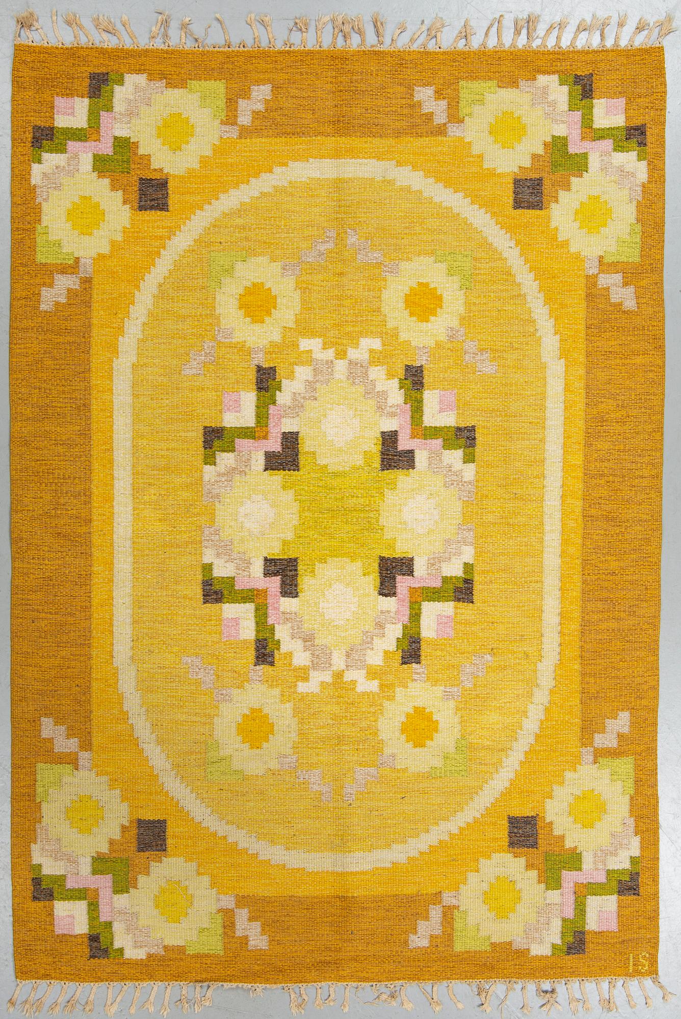 INGEGERD SILOW, MATTO, flat weave, ca 236 x 163,5-166  cm, signerad IS.