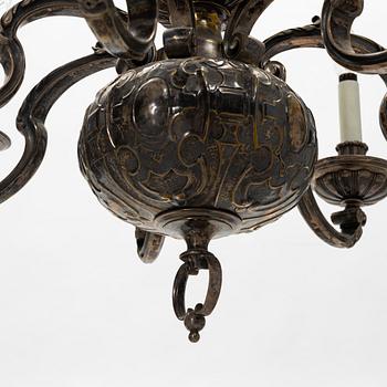 A silver plated chandelier, 1920's.