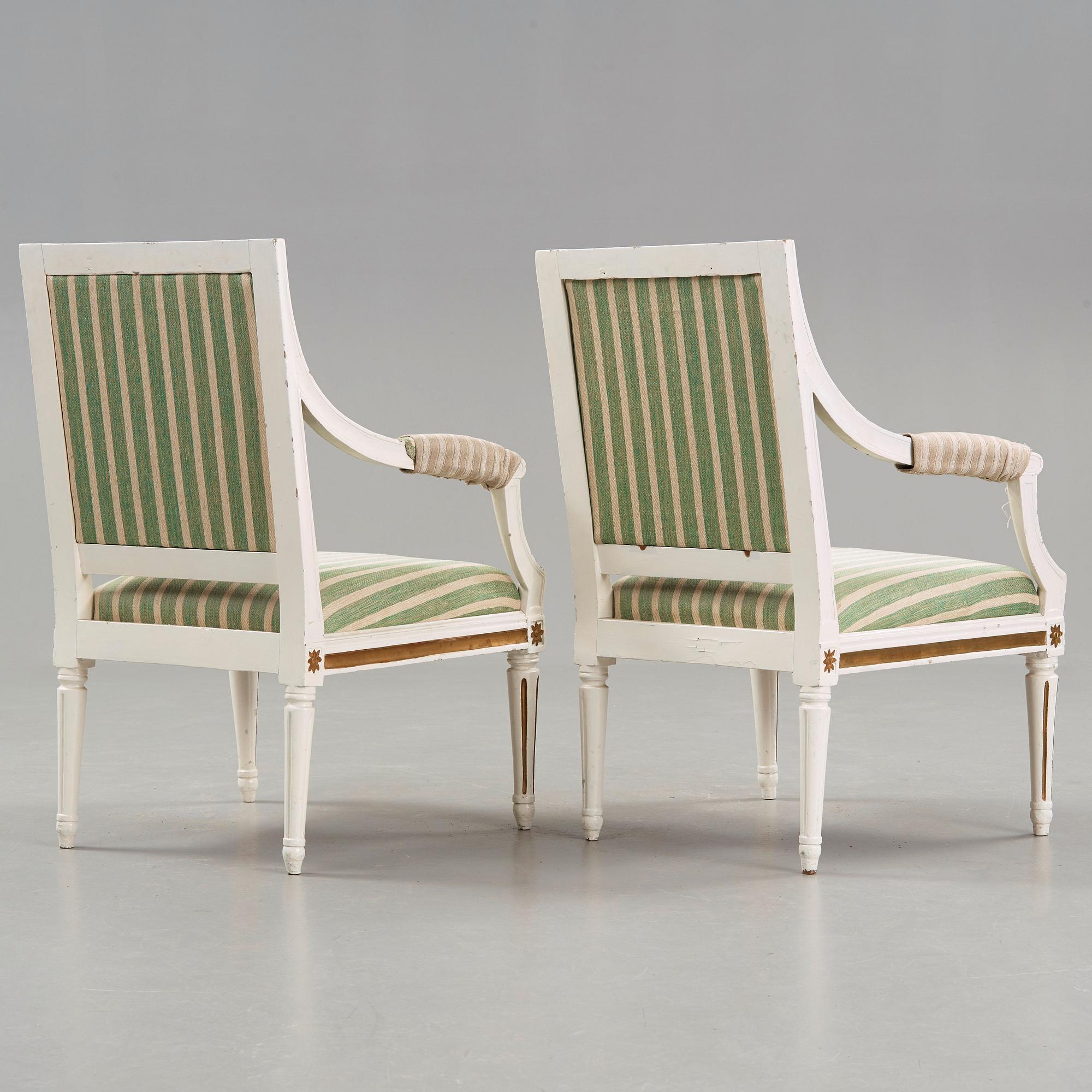 A pair of Gustvian late 18th century armchairs.