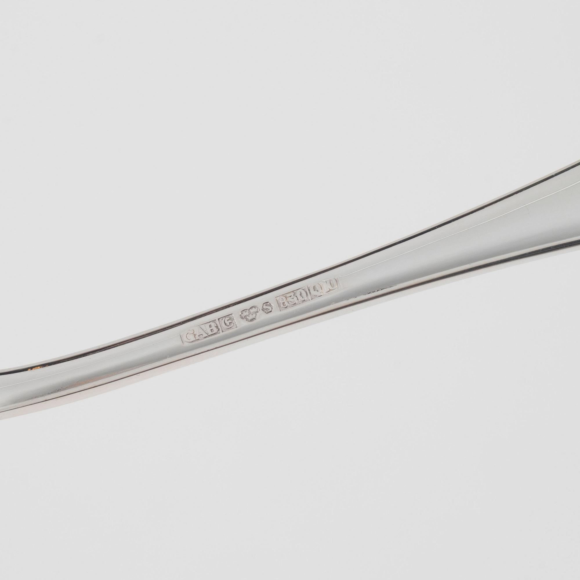 Besticksservis, silver, 131 delar, "Svensk Rund", GAB & C.G.Hallberg, Stockholm/Eskilstuna, 1952-1990.