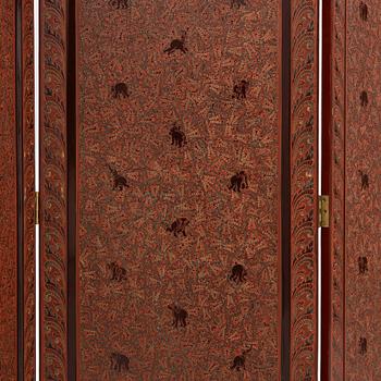 A folding screen, south east Asia, second half of the 20th century.