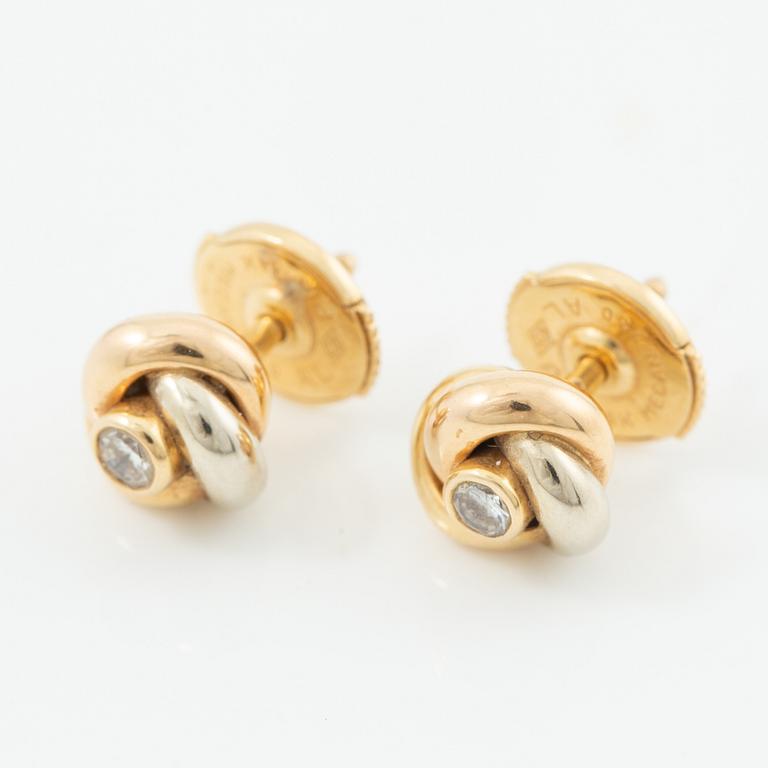 Cartier, earrings, a pair, "Trinity" 18K gold with round brilliant-cut diamonds.