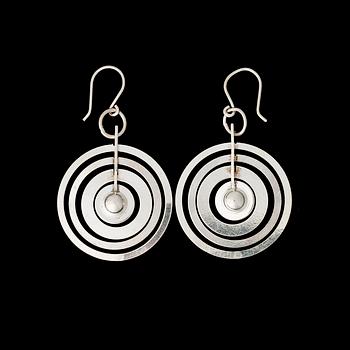 TAPIO WIRKKALA, a pair of earrings, "silver moon", silver. Kultakeskus 1972.