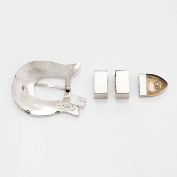 Chester Benally, a 4-piece silver belt buckle set, Navajo.
